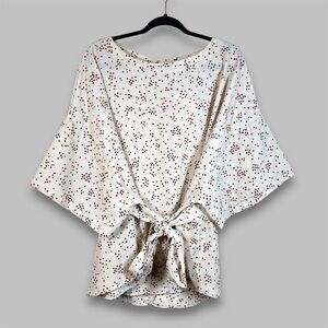 Hayden the Leslie Shirt-Dots Scoop Neck Cream Boho Blouse Size 2XL-3XL